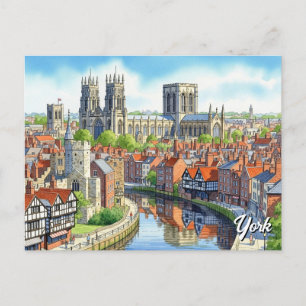 Carte postale York England Watercolor