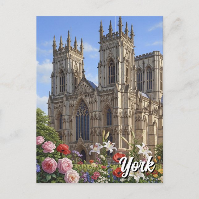 Carte Postale York Minster England Flowers (Devant)