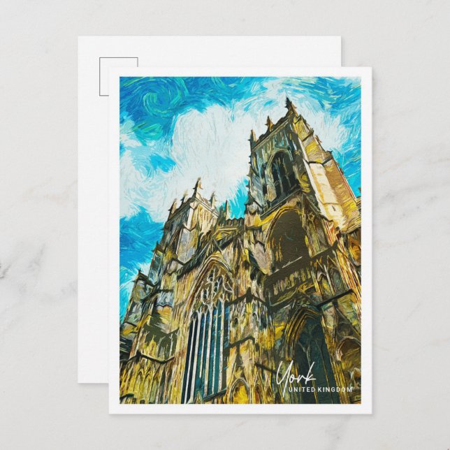 Carte Postale York Royaume-Uni Belle peinture à huile paysage (Devant / Derrière)