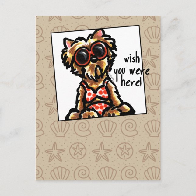 Carte Postale Yorkie Beach Babe Wish You Here (Devant)
