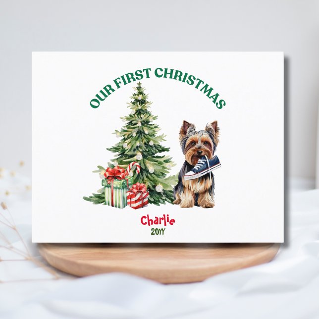 Carte Postale Yorkie Chien Aquarelle Noël Personnalisé (Créateur téléchargé)