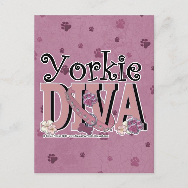Carte Postale Yorkie DIVA (Devant)