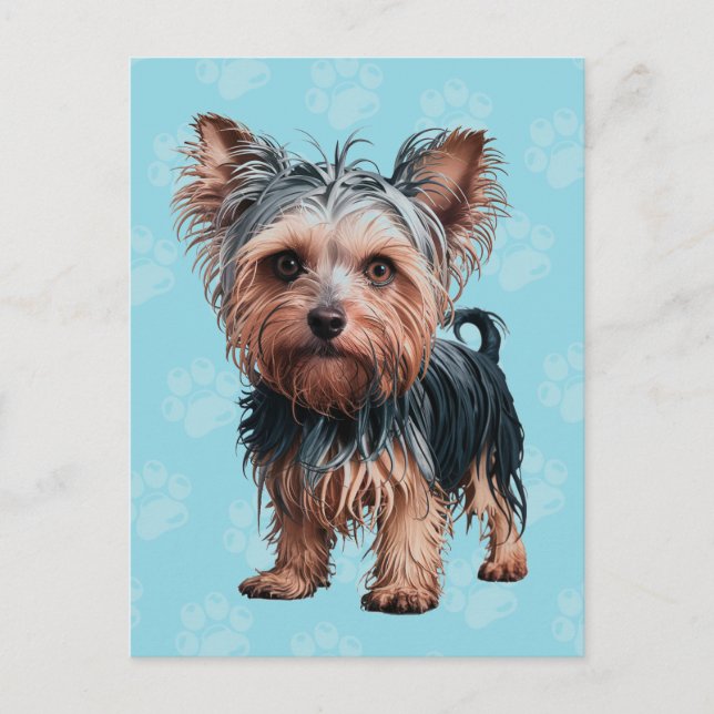 Carte postale Yorkie Dog effaçue Yorkshire Terrier (Devant)