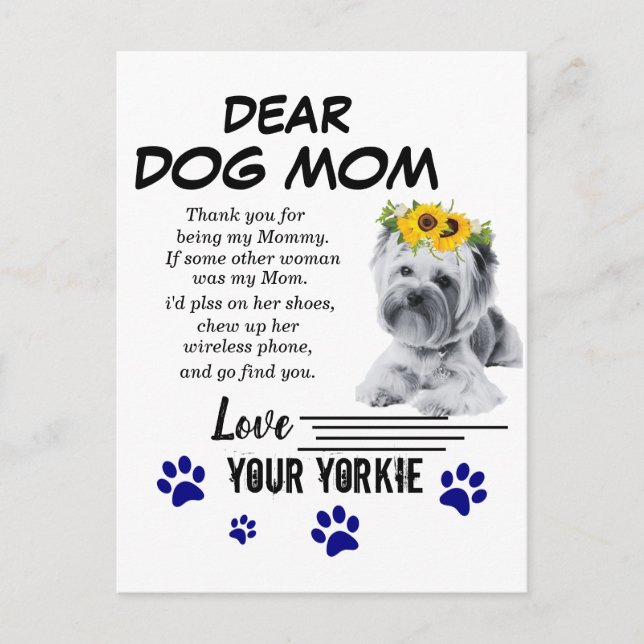 Carte Postale Yorkie Maman Poème Spacial (Devant)
