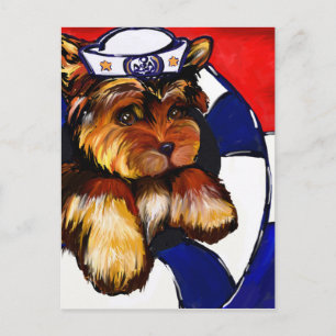 CARTE POSTALE YORKIE POO MARINE