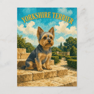 Carte Postale Yorkshire Terrier, Art Chien Aquarelle Vintage
