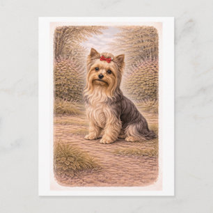 Carte Postale Yorkshire Terrier de style vintage