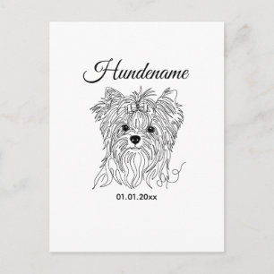 Carte Postale Yorkshire Terrier dessin une ligne personnalisable