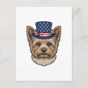 Carte Postale Yorkshire Terrier Patriotique Vintage