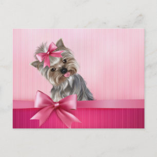 Carte Postale Yorkshire Terrier rose Princesse Yorkie Chien chio