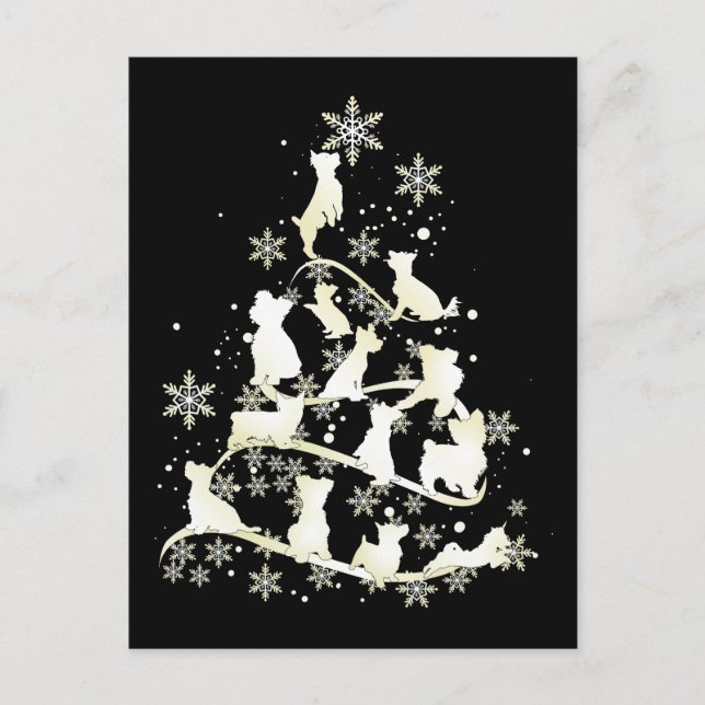 Carte Postale Yorkshire Terrier sapin de Noël Chien de Noël Joye (Devant)