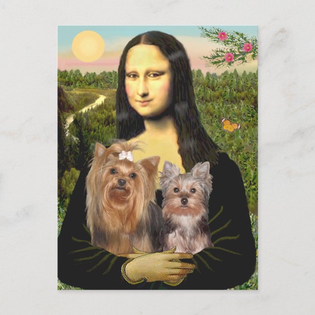 Carte Postale Yorkshire Terriers (7et19) - Mona Lisa (Devant)