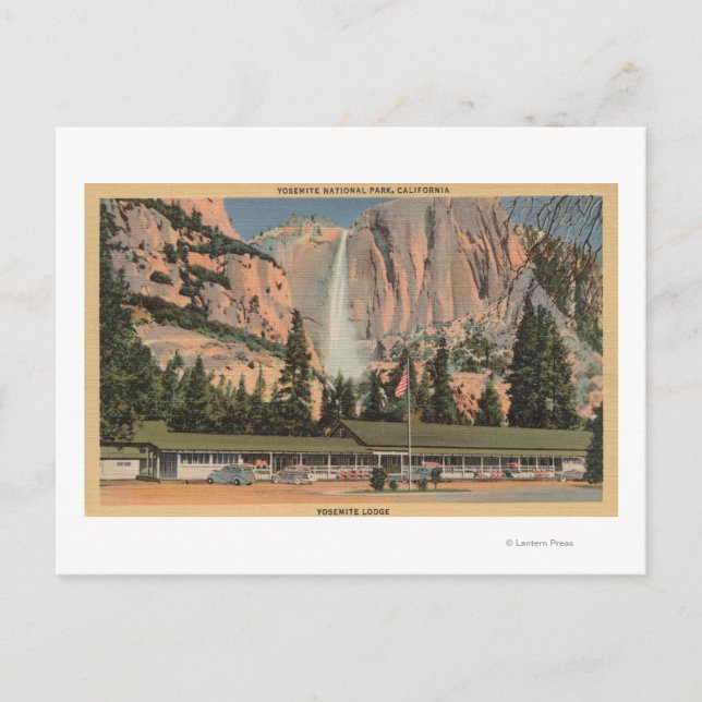Carte Postale Yosemite, CA vue Yosemite Lodge and Falls (Devant)
