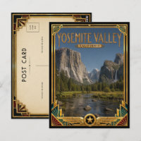 Yosemite Valley Californie Art Déco Doré Vintage