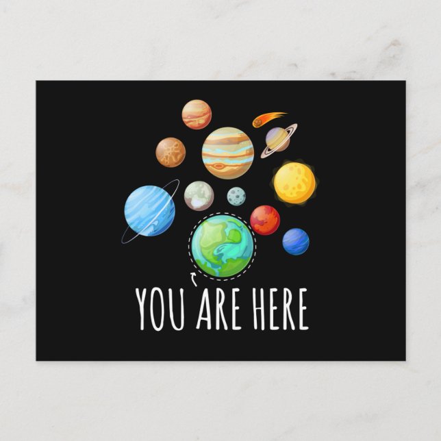 Carte Postale You Are Here Planet Astronaut Space (Devant)