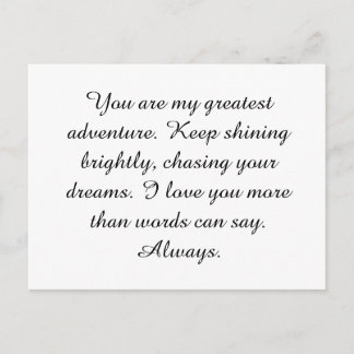 Carte Postale You are my greatest adventure. Keep shining bright