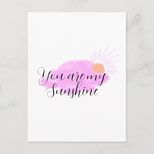 Carte Postale you are my sunshine pink purple sun rays clouds (Devant)