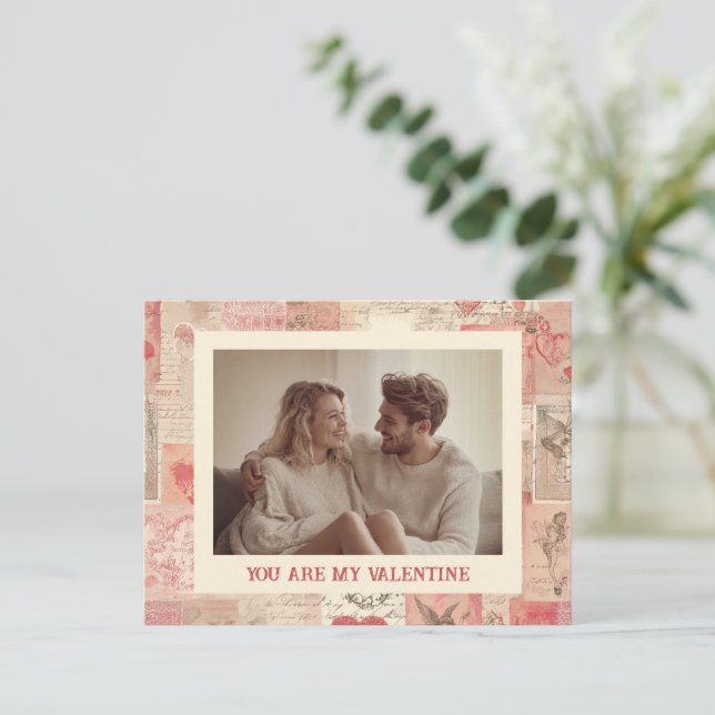 Carte Postale You Are My Valentine Custom Photo & Text Card (Debout devant)