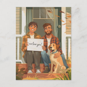 Carte Postale Young Couple et son chien