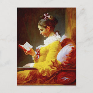 Carte Postale Young Girl Reading - peinture du 18ème siècle