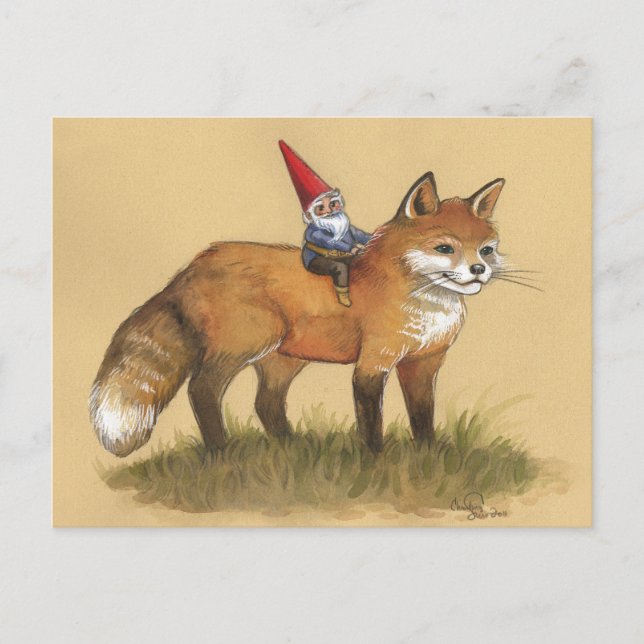 Carte Postale Young Gnome et Fox (Devant)