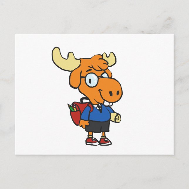 Carte Postale Young Moose avec sac à dos | choisir la couleur ar (Devant)