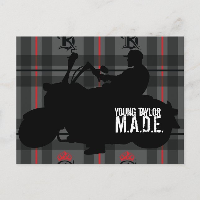 Carte Postale Young Taylor M.A.D.E. Poster de la moto (Devant)