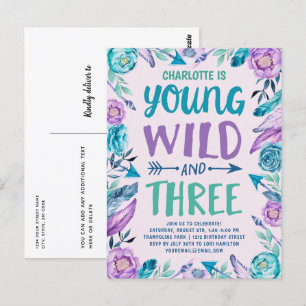 Carte Postale Young Wild and Three Girls Birthday Party