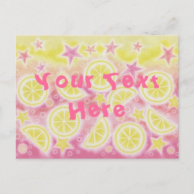Carte postale "Your Text" à la citronnelle rose (Devant)