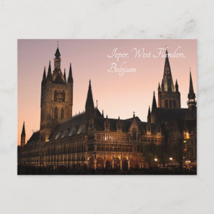 Carte Postale Ypres Cloth Hall, Belgique par nuit