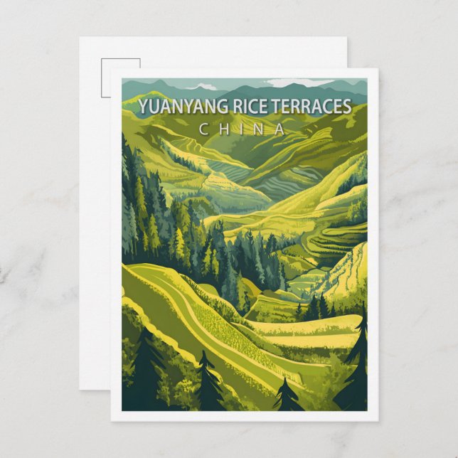 Carte Postale Yuanyang Rice Terrasses Chine Voyage (Devant / Derrière)