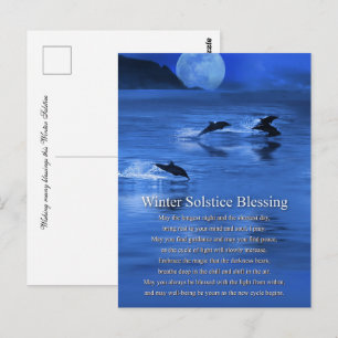 Carte Postale Yule du solstice d'hiver avec dauphins