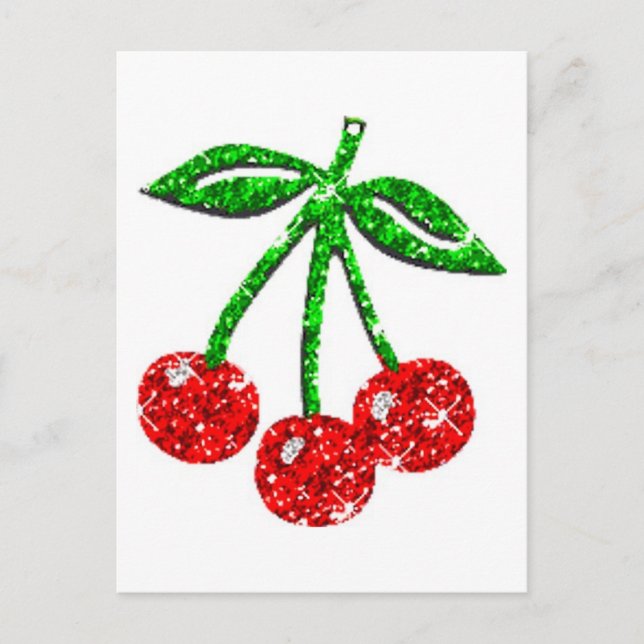 CARTE POSTALE YUMMY CHERRIES PARTIES SCINTILLANT GRAPHIQUE ALIME (Devant)
