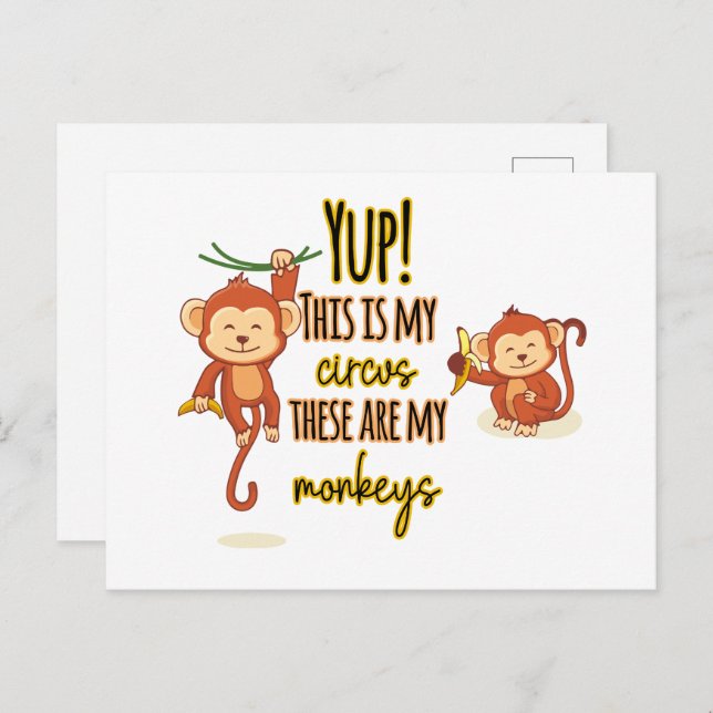 Carte Postale Yup ! C'est mon cirque, ce sont mes deux singes (Devant / Derrière)