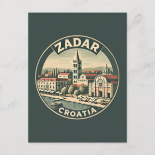 Carte Postale Zadar Croatie Illustration Insigne d'art de voyage