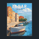 Carte Postale Zadar Croatie Voyage Art Vintage<br><div class="desc">Conception de voyage rétro de Zadar. Zadar,  une ville sur la côte dalmate de la Croatie,  est connue pour les ruines romaines et vénitiennes de sa vieille ville péninsulaire.</div>