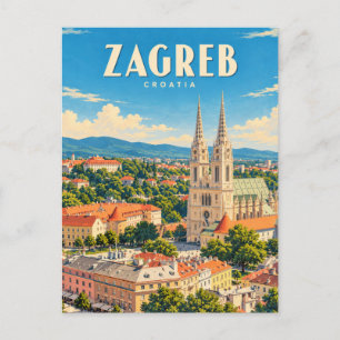 Carte Postale Zagreb Croatie Art de Voyage Vintage
