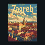 Carte Postale Zagreb Croatie Vintage<br><div class="desc">Une description charmante et nostalgique de Zagreb, la capitale de la Croatie, mettant en valeur sa beauté historique et architecturale. Le design présente des sites emblématiques tels que la cathédrale de Zagreb, l'église Saint-Marc et les rues animées de la Haute-Ville, le tout dans un style vintage. Cette oeuvre capture l'essence...</div>