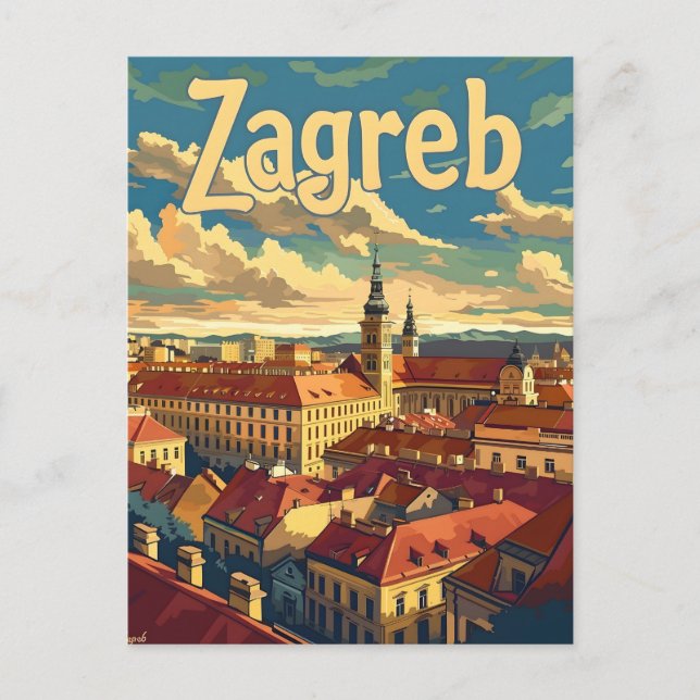 Carte Postale Zagreb Croatie Vintage (Devant)