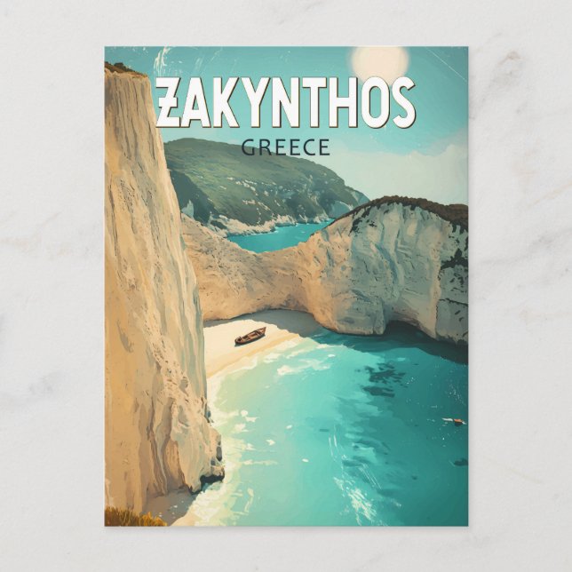 Carte Postale Zakynthos Greece Illustration Travel Art Vintage (Devant)