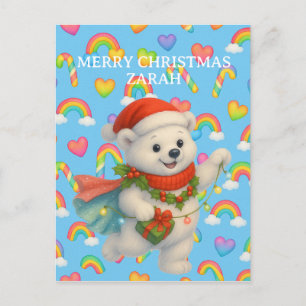 Carte Postale Zarah l'ours polaire dansant — Noël pour enfants 