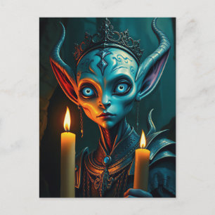 Carte Postale Zarathos le ritualiste de flammes Dark Fantasy Elf