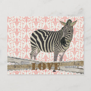 Carte postale Zeb Gold & Pink Love Damask