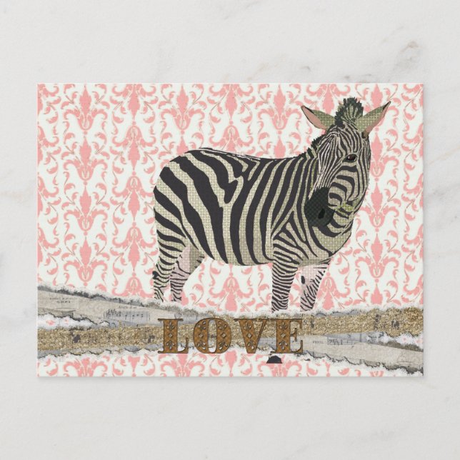 Carte postale Zeb Gold & Pink Love Damask (Devant)