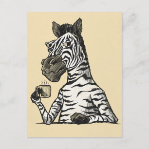Carte postale Zebra Avec Café