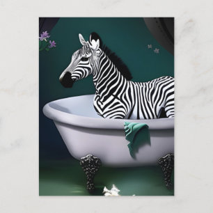 Carte postale Zebra Bain