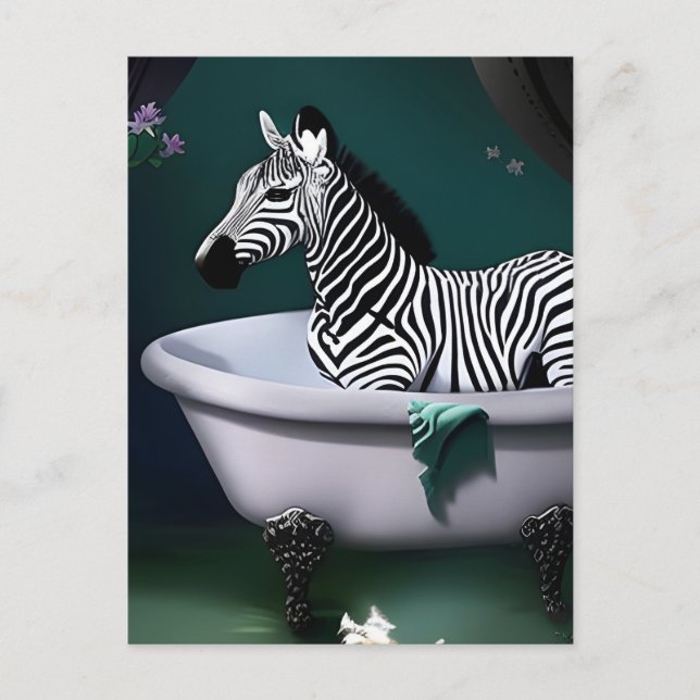 Carte postale Zebra Bain (Devant)