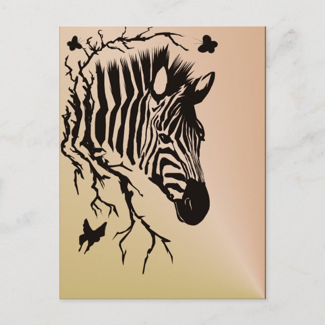 Carte Postale Zebra Head Design Postcard (Devant)