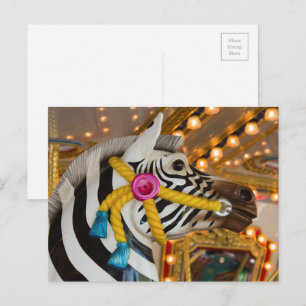 Carte Postale Zebra Horse Merry-Go-Round Carousel Ride Photo