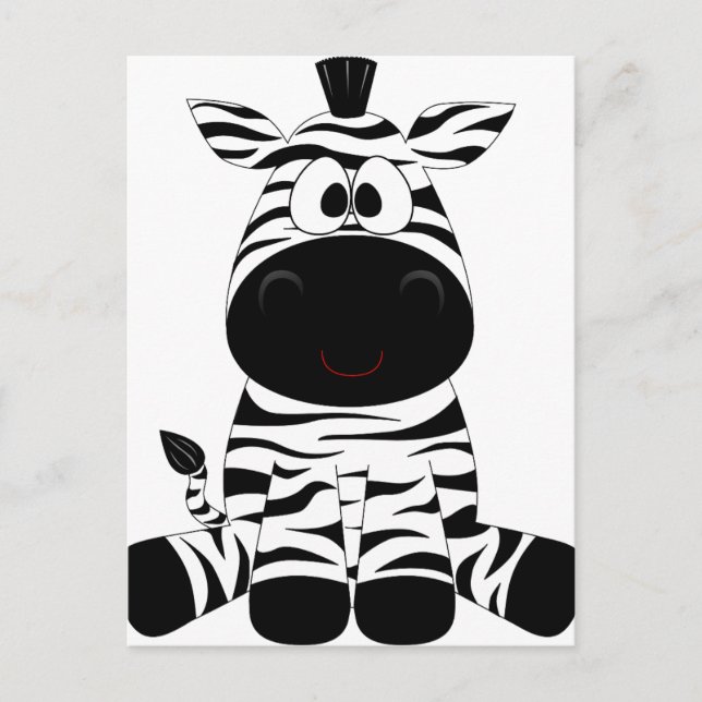 Carte Postale Zebra mignonne Animal Stripes Jungle Safari Whimsi (Devant)